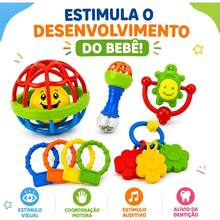 Kit Sensorial Bebê Mordedor E Chocalho Montessori Seguro - diversas - Visão 4