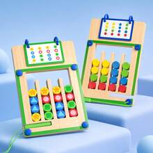 1 Set Kids Magnetic Double-Sided 4-Color Maze Game Wooden Magnetic Pen Tracing Toy Baby Color & Shape Matching Logic Thinking Concentration Training Parent-Child Desktop Early Education Board Game - Multicolor - View 6