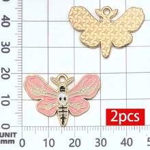 2/8pcs Pink Gothic Enamel Charms Alloy Skeleton Moth Record Player Pendant For DIY Halloween Bracelet Necklace Earring Jewelry Making Findings - Pink - View 7