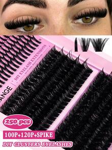 MAANGE 250pcs Cartoon Style Thickened Eyelash Extension Set, Cat Eye Single Point Eyelashes, 100P/120P Dense Eyelash Clusters, D Curl Eyelash Cluster Set, 12-18mm, 3 Styles, Pointed Eyelash Clusters, Single Cluster Eyelashes, Gift For Girls - D - View 1