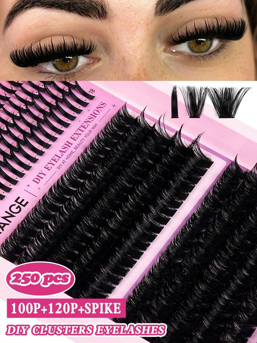 MAANGE 250pcs Cartoon Style Thickened Eyelash Extension Set, Cat Eye Single Point Eyelashes, 100P/120P Dense Eyelash Clusters, D Curl Eyelash Cluster Set, 12-18mm, 3 Styles, Pointed Eyelash Clusters, Single Cluster Eyelashes, Gift For Girls - D - View 1
