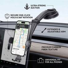Universal Suction Cup Car Phone Holder, Suitable For Dashboard And Center Console, Multi-Function Telescopic Suction Cup Navigation Phone Mount, 360 Degree Rotating Dashboard Car Phone Holder - A - View 8