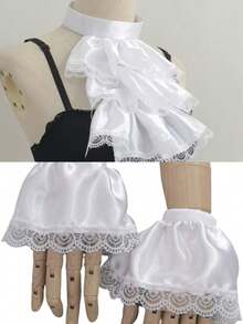 1 Set Vintage Lace Court Style Pleated Fake Collar & Fake Sleeve Set - Multicolor - View 4