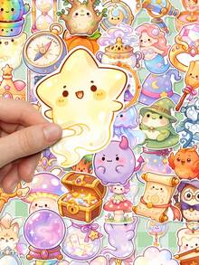 50pcs Magic Animal Stickers, Cute Wizard Stickers, Suitable For Planner Notebook Phone Case, Kawaii Fantasy Design, Waterproof, Perfect For Daily Aesthetic Decoration - Multicolor - View 7
