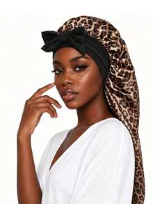 1pc Long Satin Silk Sleep Cap, Women's Sleep Cap, Silky Drawstring Sleep Cap, Suitable For Braids And Curly Hair, Plus Size Satin Sleep Cap With Elastic - Multicolor - View 12