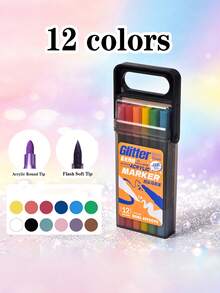 36/24/18/12 Colors. Starlight Dual-Tip Acrylic Glitter Markers, Large Capacity Art Markers, Opaque And Blendable, Suitable For Students, Suitable For Student Notes, Student Stationery. Art Student Set. - Double-ended Marker - View 8