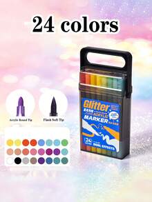 36/24/18/12 Colors. Starlight Dual-Tip Acrylic Glitter Markers, Large Capacity Art Markers, Opaque And Blendable, Suitable For Students, Suitable For Student Notes, Student Stationery. Art Student Set. - Double-ended Marker - View 10