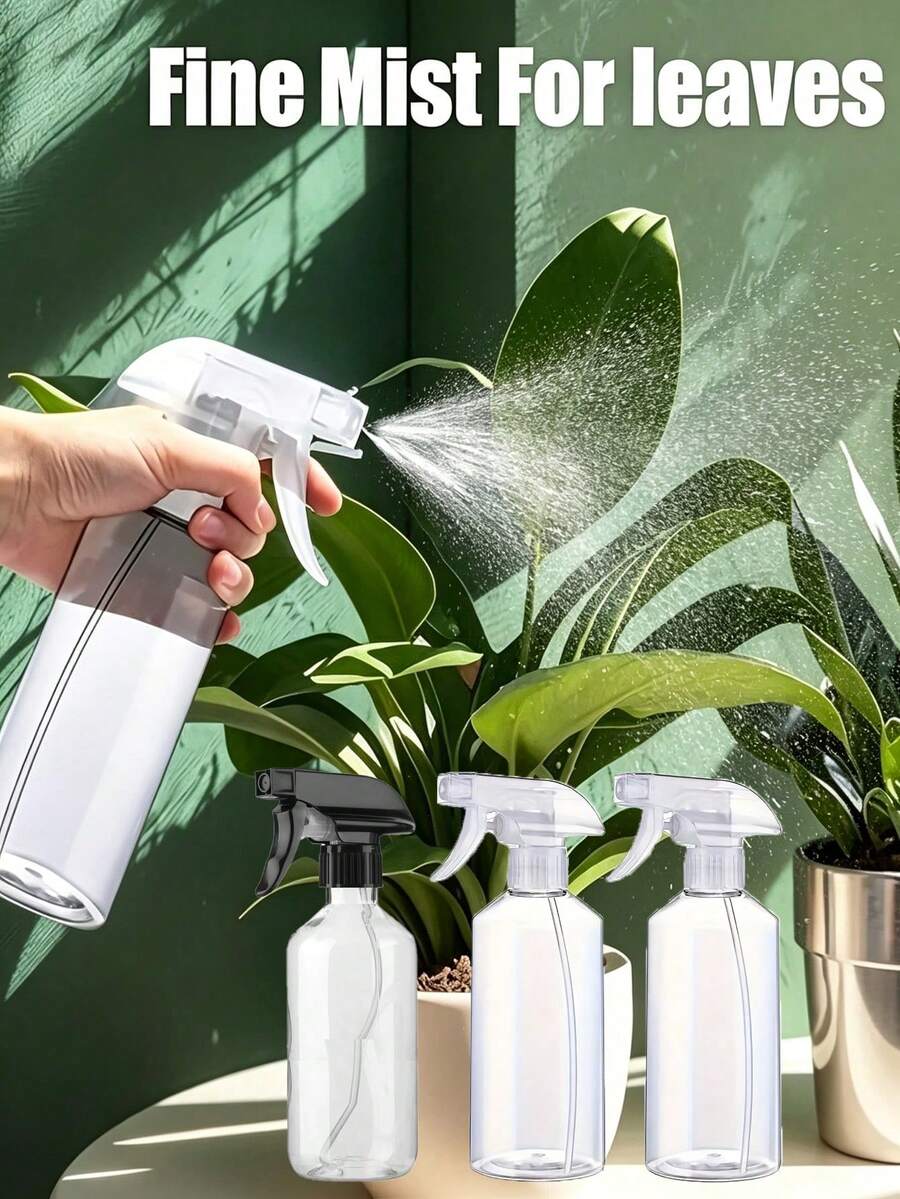 Multi-Functional 500Mm Spray Bottles - Adjustable Atomization And Spray Patterns, Leak-Proof Design, Suitable For Hair Care, Plant Watering, And Cleaning - Durable Plastic, Refillable, Clear - Multicolor - View 1