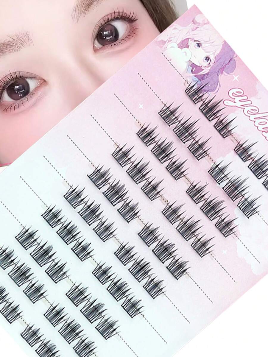 LIMEIKAI 60pcs Self-Adhesive False Eyelash Clusters, Korean Idol Manga Style, 8-12mm Mixed Length Set, Fluffy Single-Strand False Eyelashes, Natural Look 3-Section Segmented Design Loose Type Beginner-Friendly Reusable Self-Adhesive Eyelash Clusters, Eyelash Clusters, Individual False Eyelashes, False Eyelashes, Self-Adhesive DIY False Eyelash Extensions, Cluster False Eyelashes, False Eyelashes