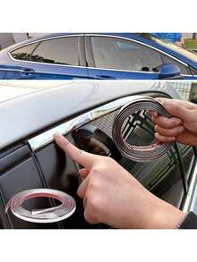 5m/3 Metros Fita Decorativa para Carro - Acabamento Brilhante Eletrolítico, Adequada para Carroceria e Janelas, Fita de Proteção Anti-Arranhões para Para-choque, Fita de Proteção para Borda da Porta, Fita de Proteção para Borda da Porta do Carro, Fita Decorativa para Interior do Carro, Adequada para Sedan, SUV e Caminhão - A - Visão 14