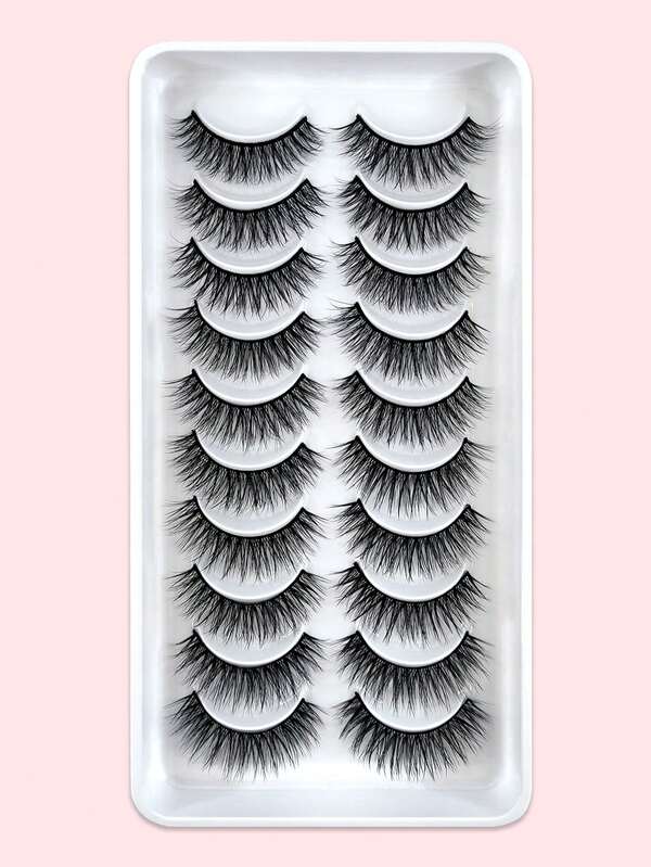10 Pairs 12mm Natural Long False Eyelashes, Strip False Eyelashes, False Eyelashes, False Eyelashes, False Eyelashes