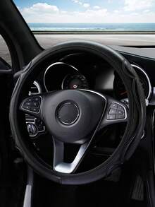 1pc Black & Red 3D Embossed Wave Pattern Leather Car Steering Wheel Cover, Elastic Non-Inner Ring Protective Sleeve, Anti-Slip Wear-Resistant - Multicolor - View 7