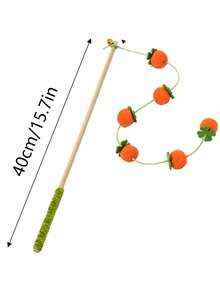 Bountiful Tomato Cat Teaser Wand, Felt Bell Persimmon Cat Toy, Pet Toy - Multicolor - View 3