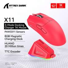 ATTACK SHARK Lightweight PAW3311 Gaming Mouse, 3-Mode Wireless Bluetooth Mouse With RGB Charging Base, Rechargeable Computer Gaming Mouse For Home, Business And Office - View 15
