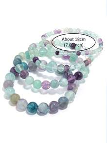 1pc Natural Stone Fluorite Healing Energy Bracelet Balance, Intuition, Calming & Protection, Yoga Meditation Spiritual Jewelry Women Men Daily Wear - Multicolor - View 3