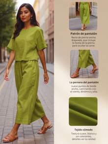 Women Two-Piece Outfits - Olive Green - View 6