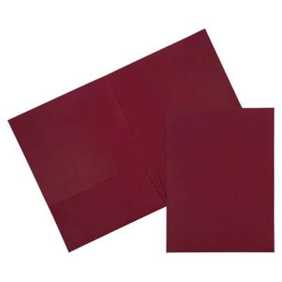 Two Pocket Textured Linen Presentation Folders - Letter Size Business Folder - Burgundy - Bulk 100/Box