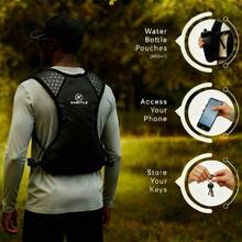 Unisex Adjustable Hydration Running Vest, Running Backpack, Suitable For Trail Running, Cycling, Hiking, Marathon - Black - View 1