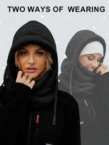 1pc Winter Warm Ear Protection Neck Warmer Hat Scarf All-In-One Thickened Ski Cycling Face Mask Windproof Balaclava - Multicolor - View 6
