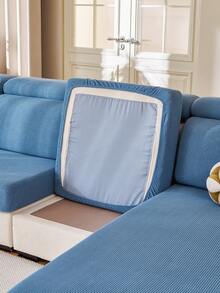 1pc Solid Color Elastic Sofa Cover, All-Season Warm & Comfortable Minimalist Ins Style Pet-Friendly Stretch Slipcover, Machine Washable Universal Sofa Protector For Living Room Bedroom Study, 1-2-3-4 Seater With Armrests & Backrest - Blue - View 9