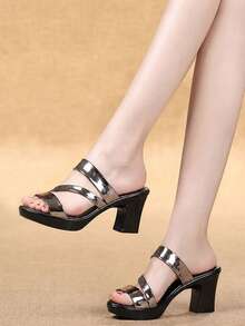 Women Heeled Sandals - Silver - View 4