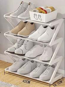 Z-Shaped Plastic Shoe Rack, Floor-Standing Multi-Functional Large Capacity Storage Organizer, Easy Assembly, Space-Saving Essential For Home And Dorm, Suitable For Living Room And Bedroom - Multicolor - View 13