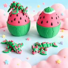 Cute 3D Printed Watermelon Dragon + Dragon Egg Model Set Plastic Toy Ornament Desktop Decoration Sculpture Holiday Gift - Multicolor - View 9