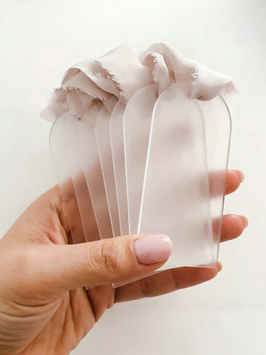 20/30/40/60pcs Acrylic Blank Wedding Gift Tags, Wedding Name Cards, DIY Acrylic Blank Labels, Seat Cards, Decorative Basket Labels, Storage Box Labels, Wedding Supplies - Transparent - View 1
