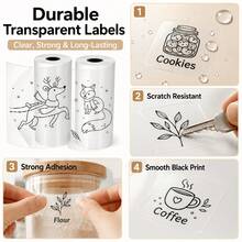 Transparent Self-Adhesive Thermal Paper Roll - 57mm X 2.5m, Compatible With Most Mini Printers | Create Receipts And Labels Without Batteries, Office Supplies, Clear Printing, Self-Adhesive Backing, Smooth Surface, Printers, Retail Stores - View 3