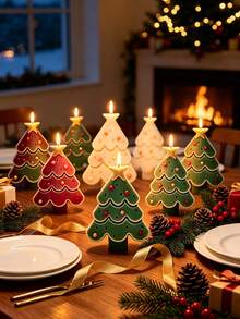 1pc Christmas Tree Candle Mold, Snowflake Embossed Tree Shape Silicone Candle Mold, DIY Aromatherapy Candle, Plaster, Resin, Clay Crafts, Easy Release, Non-Stick, Reusable, Home Desktop Decoration, Christmas, Thanksgiving, Halloween Handmade Gift - A - View 4