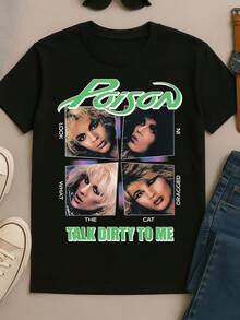 Poison_Band_Look_What_The_Cat_Dragged_In_Glam_Metal_Retro_Music_Fan_T‑Shirt - 黑色 - 查看 1