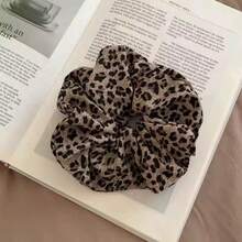2 Pcs Leopard Print Hair Scrunchies, Leopard Print Hair Band For Women, Elastic Hair Ties, Fashion Dark Design, Suitable For Ponytails And Buns - 2-pack Leopard Print - View 7