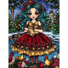 1PC DIY 5D Diamond Painting Kit Christmas Girl Pattern - Round Full Drill Art Mosaic Craft, Home Wall Decor, Unframed - No Frame - View 9