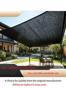 1pc Outdoor Multicolor Shade Net - 90% UV Protection, High Density Polyethylene, Black Rectangular Shade Sail For Patio, Pergola, Yard, Backyard Lawn And Garden - Windproof Privacy Canopy Cover - A - View 7