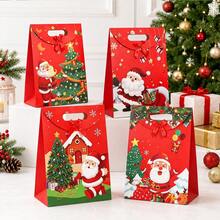 48Pcs/24Pcs/4Pcs Christmas Gift Paper Bag And Triangular Box Cartoon Santa Claus Reindeer Snowman Paper Small Gift Box Box With Bow, Merry Christmas Party Packaging Supplies - Multicolor - View 6
