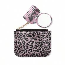 Leopard Print Multi-Slot Mini Wallet PU Zipper Coin Purse With Chain, Comb And Mirror, Can Be Attached To Bag - Multicolor - View 13