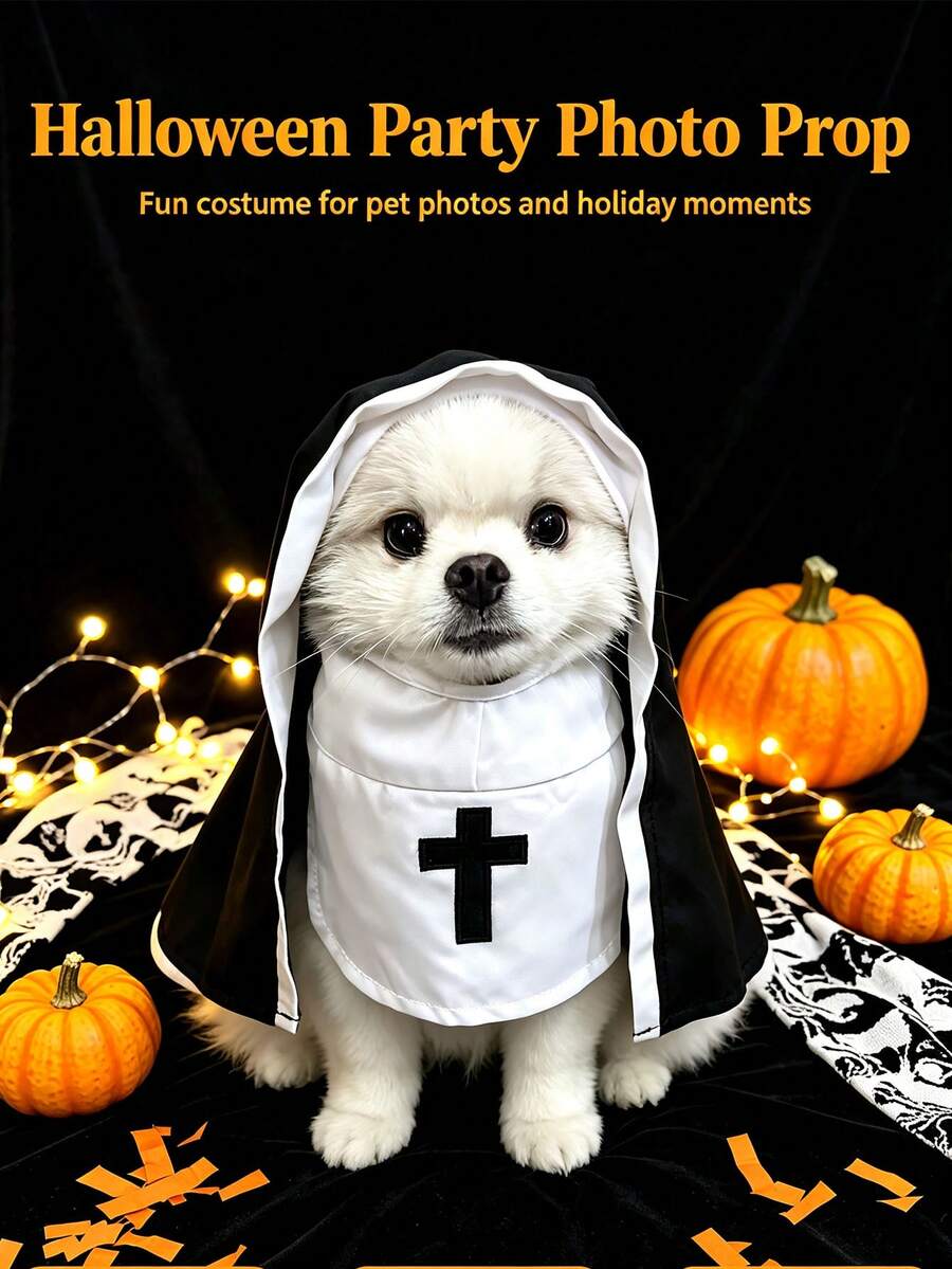 1pc Pet Halloween Funny Costume, Cute Role Play Outfit, Cosplay Photo Prop, Lightweight And Breathable Design, Suitable For Small To Medium Dogs And Cats - Multicolor - View 1