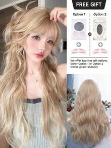 alicegarden 28 Inch Front Lace Wavy Curly Wig, Stunning Gold, Middle Part Design, Suitable For Women's Daily, Party, Cosplay Use, Natural And Durable, Women's Gift Wig (Accessories Not Included), Halloween - Gold - View 6