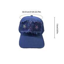 1pc Star Street Casual Party Cute Patchwork Print Navy Blue Baseball Cap, All Season Wear, Polyester - A-812 - View 2