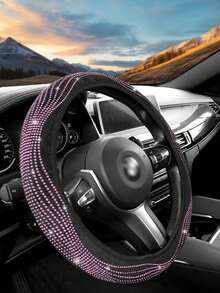 1PC New Multi-Color Car Steering Wheel Cover With Rhinestones, Elastic, No Inner Ring, Wavy Design, All-Season Universal, Hot-Stamping Rhinestone, Fashionable Anti-Slip Steering Wheel Protector - Multicolor - View 15