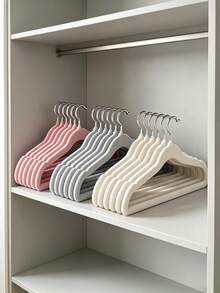 1pc/20pcs/10pcs Flocked Hangers, Children's Clothes Drying Rack, Multi-Color Flocked Hangers, Non-Slip Lint-Free, Stackable Space-Saving Design, With Shoulder Grooves To Prevent Slipping, Thin No-Mark Home Closet Storage Hangers - Multicolor - View 8