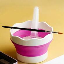 pdva 2pcs Silicone Brush Wash Bucket, Compact, Universal, Soft & Durable, Easy To Clean, Suitable For Outdoor Sketching/Studio/Home Use, Multi-Functional - Silicone Brush Holder - View 6