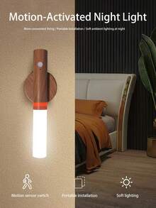 LED Cylindrical Night Light, Smart Charging Magnetic Induction, USB Motion Sensor Wall Light And Wireless Wall Light, Suitable For Home, Bedroom, Living Room, Study, Dorm, Kitchen, Bathroom, Wall Sensor Light, Night Anti-Collision Anti-Fall Lighting - Lighting - View 3