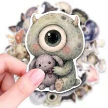 50pcs Weird Creatures Stickers, Halloween Theme Aesthetic Stickers Pack, Perfect For Decorating Laptop, Water Bottle, Phone, Scrapbook, Journal, Bumper, Skateboard, Motorcycle, Luggage, Etc - Multicolor - View 4