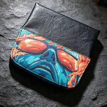 1PC Cool Colorblock Character Illustration Leather Storage Bag, American Street Retro Style Long Large Capacity With Multiple Card Slots And Zipper Pocket, Portable Organizer For Home, Travel, Play, And Everyday Essentials - 1PC - View 6