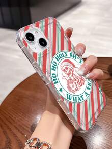 1pc Personalized Striped Christmas Skeleton Drink Slogan Pattern Transparent TPU Air Cushion Shockproof Phone Case Compatible With IPhone 16/16Pro/16Plus/15/15ProMax/15Pro/11/12/13/14ProMax/12Mini/13Mini/11Pro/11ProMax/12Pro/12ProMax/13Pro/13ProMax/14Pro/14ProMax Soft Shell Premium Quality - Multicolor - View 5