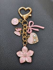 1pc 26 Letter Enamel Floral Keychain Pendant, Creative Key Ring Decorative Accessory, Car Key Chain, Bag Charm, Suitable For Friends, Family, Valentine's Day Gift, Birthday Gift, Holiday Gift, Party Favor - Multicolor - View 16