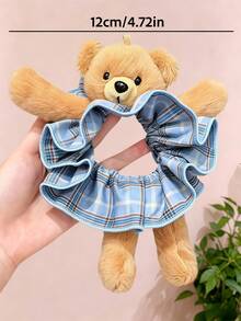 1/1/2/Pcs/Set Brown Plush Headband + Bear Plaid Hair Scrunchie Combination, Cute Hair Accessories - Suitable For Girls And Women, Essential For Daily Wear And Parties - Multicolor - View 10