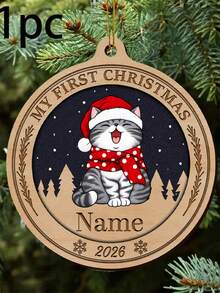 Customized Pet Christmas Ornament, Personalized Cat Dog Name Round Tree Decor, Holiday Winter Vacation Style, Customized Name Pet Memorial Keepsake, Customizable Christmas Tree Ornament, Pet Lover Gift, Holiday Home Decor, Christmas Gift, Family - Style a - View 18