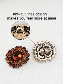 5pcs Classic Square Rhinestone Decorated Metal Buttons, Suitable For Coats, Sweaters, Jackets, Cashmere, Fur Coats, Gold With Dark Green Gemstone, Multi-Functional DIY Sewing Accessories - Multicolor - View 12